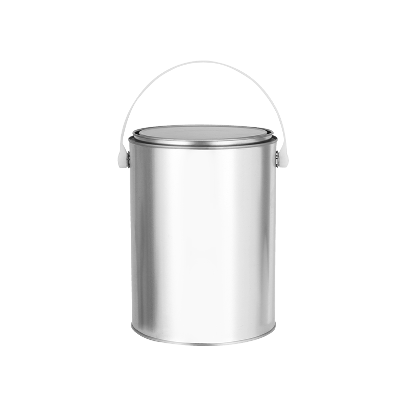 5L Paint/Glue Round Silver Tin Can With Plastic/Metal Handle