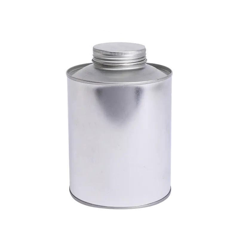 900ml Conveyor Belt Glue Screw Top Round Tin Can With Tin Inner Plug and Metal Lid